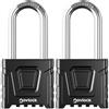 NOVLOCK Lucchetto a combinazione per esterni - arco lungo da 5,9 cm, spessore 8 mm - resistente alle intemperie, con codice, per cancelli, recinzioni, capanni, depositi, armadietti - 2 pezzi, nero