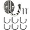 FUXXER® - Ganci appendiabiti, ganci per asciugamani, ganci in ferro, ganci da parete, design classico, rotondo, set da 6 pezzi, argento