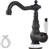 EGTink Rubinetto per lavabo Retrò Miscelatore Lavabo in Ottone Antico Girevole a 360° Rubinetto Bagno Ceramica Miscelatore Monocomando Bagno Vintage con Calda e Fredda Regolabile,Nero