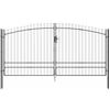 vidaXL Porta da Giardino a Doppio Battente con Punta a Lancia in Charcoal 4 x 2m | in Acciaio, Perfetta per Ingressi Tradizionali, Durevole e Resistente ai UV, Ideale per Spazi Esterni, Sicurezza in
