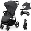 kk Kinderkraft Kinderkraft TRIG 3 Passeggino Leggero, Pieghevole, Posizione Distesa, Posizione Reclinata, Sospensione 4 Ruote, Cinture di sicurezza a 5 punti, Bambini, Fino a 25 kg, Gris