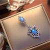 Spilla Pin Pizzo Incastonato Cz Rodio Opale Blu Arte Deco Vintage Stile SA11