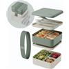 monbento - Lunch Box Adulti Flex Verde Naturale - Porta Pranzo 1 L a 2 Livelli Modulabile - Bento Compartimentato con Posate Incluse - Ermetico e Senza BPA - Perfetta per Meal Prep e Ufficio