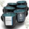 PURE LIVING INTERIOR DESIGN Set di Piatti Moderni per 6 Persone e Tazzine da Caffè alla Moda Ibiza - Servizio di Piatti Elegante e Resistente per Lavastoviglie e Microonde - Pure Living petrolio scuro