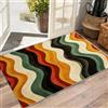 AUWUUA Tappeto retrò anni '70 a onde 140x200cm Nero Arancione Verde Beige Astratto Tappeto moderno a strisce Tappeti lavabili antiscivolo per soggiorno Camera da letto Sala da pranzo