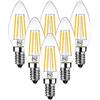 Optonica Lampadina filamenti LED E14 C35 Candela, 6W (equivalenti a 50W), 730 lumen, Candle trasparente luce bianca, Pacco lampadine da 6 e 10 (Bianco Caldo, 6 Pezzi)