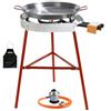 Bricolemar Kit paella a gas da 40 cm con padella per paella da 42 cm e supporto stabile, set completo con paravento Kabra, regolatore e tubo per cucinare paella all'aperto