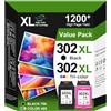 Neiber 302XL Cartucce Compatibile con Cartucce HP 302, 302 XL per Cartuccia HP 302 Nero e Colore per Officejet 5220 3833 3830 3831 3834 4650 4652 Envy 4527 4520 4522 4525 DeskJet 2130 3630 3636 3639