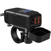 FISHOAKY Caricabatteria da auto, presa USB QC 3.0 e voltmetro LED 6-30 V, adattatore USB impermeabile per moto IP65 con interruttore on/off, per SUV marini da barca 12 V (blu)