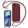 Coalbooliy Cover per iPhone 17 Air 6,9 con Cordino per Cellulare, Custodia Silicone con Regolabile Collana Sottile Morbida Case Protezione della fotocamera Antiurto con Necklace, Rosso