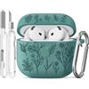 Joremx Custodia Per AirPods 4 con adorabile motivo d'erba(Verde Pino)