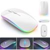 Genérico Mouse wireless ricaricabile Bluetooth 2,4 GHz USB Dual Mode per computer portatile comptabilità universale, colore bianco lucido