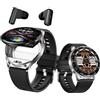 AIEK Smart Watch con auricolari per uomo e donna, schermo rotondo da 1,39 pollici, fitness tracker con cuffie Bluetooth, monitor della frequenza cardiaca e del sonno, per Android iOS (argento)