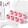 Inesore 4 Paia Gommini per AirPods Pro 1/2 con Foro Antirumore, Tappi Auricolari in Silicone per AirPods Pro con Kit Pulizia e Custodia Portatile, (XS/S/M/L) Rosa