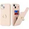 SailorTech per iPhone 14 Plus Custodia con portacarte, iPhone 14 Plus Custodia telefonica ad anello con supporto per carta di credito Custodia per iPhone 14 Plus-Bianco