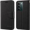 Shantime Custodia in pelle intrecciata per Realme C75 5G RMX3943 - Nero | 6.67 Custodia flip portafoglio in tessuto Oxford con guscio interno in TPU, supporto integrato e portacarte