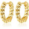 Anten Pink Huggie Hoop Orecchini da Donna, Piccoli Cerchi in Oro con Placcatura in Oro Reale 18K, Orecchini a Pera con Perline Ritorte Ipoallergeniche Gioielli alla Moda per Ragazze Donne