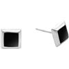 Silverly Orecchini a Bottone in Argento Sterling con Onice Quadrato da 7mm per Donna | Piccoli Orecchini Quadrati in Argento 925 | Orecchini con Pietre Preziose Nere | Design Geometrico