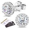 SLLAISS Moissanite Orecchini Argento 925 Brillante Punto Luce Diamante D Color VVS1 Taglio Cushion Halo Orecchino Argento Sterling Ipoallergenici Piccoli Lobo Brillantini Moissanite Rotonda 1ct