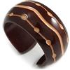 Avalaya Bracciale rigido largo in legno con motivo a righe e punti/medio/possibili irregolarità naturali