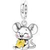 PANPOKI Ciondolo a forma di gatto, cane, elefante, in argento Sterling 925, per braccialetti e collane europei, da donna, gioiello a forma di animale S925, idea regalo, Universal Kompatibilität Charms