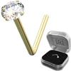 Monster Piercing 14k giallo oro del forcone 2,5 millimetri rotonda pietra CZ 22 Gauge L Bend naso Stud Piercing