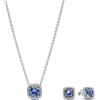PANDORA Parure di gioielli da donna con collana e orecchini a bottone abbinati, scintillante alone blu quadrato in argento - senza tempo ed elegante 68616