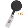SODIAL 50 pz Reel retrattile clip da cintura per chiavi ID emblema nero L6U17836