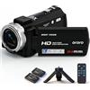 ORDRO V12 Videocamera 1080P 30FPS Vlogging Camera per YouTube, 16X Zoom Fotocamera Digitale con Mini Mic, Telecomando e 2 Batterie