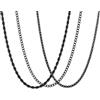 Esmoly 3 Pezzi Collana Uomo Catenina Necklace for Men Oro Argento Nero Acciaio Inossidabile Cuban Chain 45cm/50cm/55cm/60cm Regalo Uomo Ragazzo 2mm/3mm/4mm/5mm/6mm (Nero, 50cm/4mm)