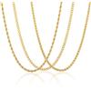Esmoly 3 Pezzi Collana Uomo Catenina Necklace for Men Oro Argento Nero Acciaio Inossidabile Cuban Chain 45cm/50cm/55cm/60cm Regalo Uomo Ragazzo 2mm/3mm/4mm/5mm/6mm (Oro, 50cm/6mm)