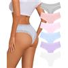 FINETOO Mutande da donna in cotone pizzo brasiliano, slip da donna, sexy, traspiranti, hipster, confezione multipla, 6, Confezione da 6, L
