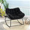 GIANTEX Sedia a Dondolo con Cuscino, Sedia da Relax Ampia e Avvolgente, con Struttura in Metallo, Seduta in Rattan, Cuscino Morbido Imbottito, per Soggiorno, Studio, Balcone, Nero (Nero)