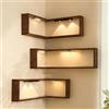 Generic Mensole angolari con lampada a LED, 5 ripiani, montaggio a parete, per soggiorno, camera da letto, studio, espositore salvaspazio