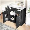 BENMWS Armadietto bagno nero con oro, con lavabo in ceramica, cassetti e armadietto, mobili da bagno moderno