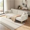 Lubvtti Divano letto 2 posti con schienale regolabile,tasche portaoggetti laterali,cuscini e gambe dorate,divano 2 posti (C-Bianco)