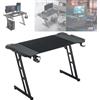 ACXIN Scrivania da gaming, 140 x 60 cm, a forma di Z, ergonomica, effetto fibra di carbonio, gancio per cuffie e portabevande, per casa, ufficio, gaming, colore nero