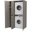 VE.CA.s.r.l. VE.CA - Mobile Lavatrice e Asciugatrice - Mobile Lavanderia, Made in Italy - 67x108x188 cm Salvaspazio Verticale con Mobile Ante, Robusto e Stabile (Rovere Grigio, Doppio Verticale con Mobile)