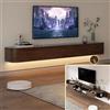 XDXINY Supporto mobile per TV in legno massello da parete con porta, console multimediale TV, con ampio spazio di archiviazione, per TV (marrone + LED, 160 x 30 x 20 cm)