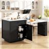 Kelodan Tavolo alto allungabile con vano portaoggetti (133-202 × 70 × 93,5 cm), con 2 cassetti e 2 scomparti, tavolo allungabile per 2-6 persone, carrello da cucina con ripiani laterali, nero