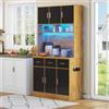 MURUL 100 x 40 x 180 cm, buffet multifunzione con illuminazione a LED con telecomando, cassetti, ripiani regolabili, fori di gestione dei cavi e prese, ideale per cucine e sala da pranzo