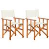 HaoChrymec Sedie da Regista Pieghevoli 2 Pezzi, in Legno Massello di Acacia, Design Comodo e Portatile, Sedie da Giardino, Sedia Spiaggia, per Campeggio e Esterno, Colore Marrone e Crema, 55x56x88 cm