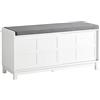 SoBuy Scarpiera Ingresso con ante scorrevoli Panca Scarpiera da ingresso con cuscino imbottito, 3 scomparti 114x40x53cm Panca contenitore per soggiorno, corridoio, camera da letto Bianco FSR86-W