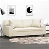 ZQQLVOO Divano 2 posti con Cuscino Decorativo Panna Moderno Divano 2 Posti con Cuscino Decorativo, Similpelle e Struttura Metallica per Soggiorno 140cm Similpelle