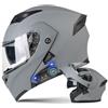 NIKANXIA Casco Moto Apribile Modulare, Casco Integrale Bluetooth Integrato con Doppia Visiera Antiappannamento, Casco Moto Omologato DOT ed ECE for Uomini Adulti Donne(D,XL=60-61cm)