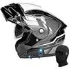 NIKANXIA Casco moto modulare apribile con Bluetooth, visiera antiappannamento e protezione solare, doppi altoparlanti integrati. Certificato DOT ed ECE per uomini, donne e adulti(A,M=57-58cm)