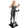 HUSPOO Stepper con maniglia, fitness stepper con bande di resistenza, display LCD, portata 150 kg, attrezzo per allenamento a pedale, antiscivolo, silenzioso, nero, per casa e ufficio, cardio