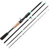 NINMORTH Canna da pesca in fibra di vetro Baitcasting Spinner esca telescopica multi-sezione palo per M Power per acqua dolce salata nera