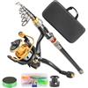 Générique Canna Da Pesca E Mulinello Combo - Canna Telescopica | Attrezzatura Versatile per Surfcasting, Trotta, Escursionismo, Lago, Barca, Kayak, Pontone, Berges, Fiume e Campeggio