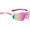 Generic Occhiali da sole da ciclismo con montatura in policarbonato, occhiali da sole oversize a mezza montatura aerodinamica in bianco e rosa, occhiali sportivi leggeri per uso esterno